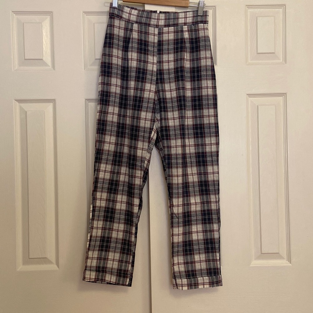 Blue White Plaid Pants